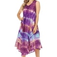 thumbnail image 1 of Sakkas Nora Sleeveless Embroidered Short Tie Dye Caftan Dress / Cover Up - Pink - One Size, 1 of 5