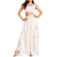 thumbnail image 1 of Sakkas Nova Womens Bohemian Stonewashed Rayon Asymmetrical Hem Maxi Swing Skirt - Ivory - Plus Size, 1 of 5