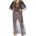 thumbnail image 1 of Sakkas P4 - LongKaftan Wilder Printed Design Long Semi Sheer Caftan Dress / Cover Up - tbk34-multi - OS, 1 of 5