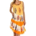 thumbnail image 1 of Sakkas Peacock Feather Caftan Dress / Cover Up - Orange - One Size, 1 of 6