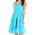 thumbnail image 1 of Sakkas Presta Roman Sleeveless Lined Tank Top Dress With Emrboidery Lace Design - Turquoise - 2X, 1 of 5