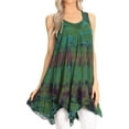 thumbnail image 1 of Sakkas Priya Sleeveless Tie Dye Handkerchief Hem Tunic with Smocked Racerback - Green - One Size Regular, 1 of 5