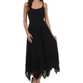 thumbnail image 1 of Sakkas Rayon Embroidered Stonewashed Adjustable Spaghetti Straps Long Dress - Black - One Size, 1 of 6