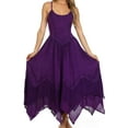 thumbnail image 1 of Sakkas Rayon Embroidered Stonewashed Adjustable Spaghetti Straps Long Dress - Purple - One Size, 1 of 6