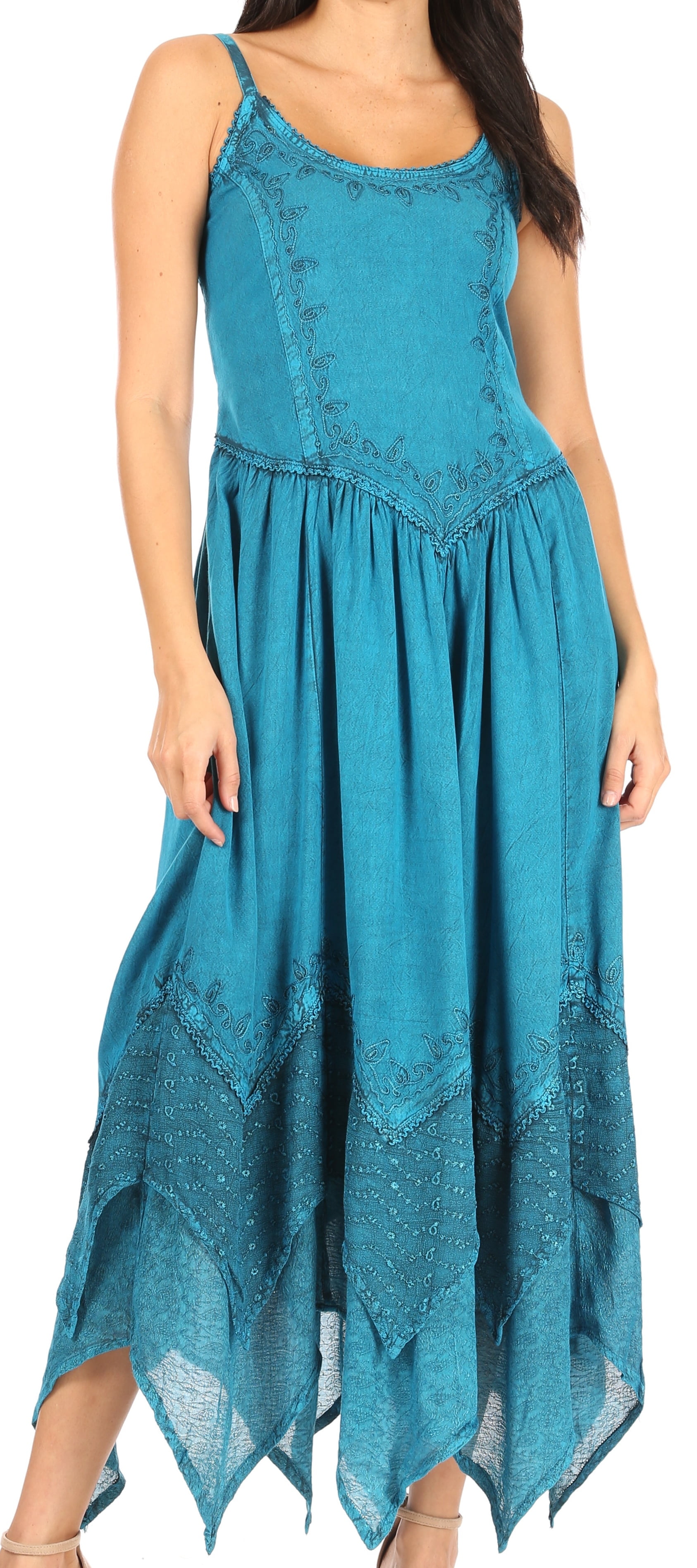 green emerald velvet dress Sakkas 2100 Bridget Embroidered Renaissance Dress - Cayenne main image 1