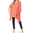 thumbnail image 1 of Sakkas Regina Women's Lightweight Stonewashed Poncho Top Blouse Caftan Cover up - A-Salmon - One Size, 1 of 5