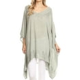 thumbnail image 1 of Sakkas Regina Women's Lightweight Stonewashed Poncho Top Blouse Caftan Cover up - Stone - One Size Regular, 1 of 5