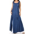 thumbnail image 1 of Sakkas Riva Women's Sleeveless Chemise + Over Dress Medieval Celtic Renaissance - Navy - L/XLP, 1 of 5