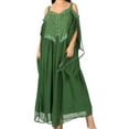 thumbnail image 1 of Sakkas Roisin Women's Medieval Celtic Renaissance Long Sleeve Costume Dress - Green - S/M, 1 of 5