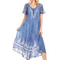 thumbnail image 1 of Sakkas Ronny Lace Embroidered Cap Sleeve Tie Dye Wash Caftan Dress / Cover Up - Sky Blue - One Size Regular, 1 of 5