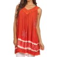 thumbnail image 1 of Sakkas Ruth Sequin Embroidered Batik Relaxed Fit Sleeveless V-Neck Top - Burnt Orange - One Size Regular, 1 of 5