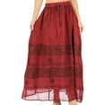thumbnail image 1 of Sakkas Sandra Women's Casual Long Maxi Boho Gypsy Skirt Elastic Waist & Pockets - Cayenne - Plus Size, 1 of 5