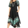 thumbnail image 1 of Sakkas Sara Batik CaftanTank Dress / Cover Up - Black / Mint - One Size Regular, 1 of 5