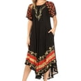 thumbnail image 1 of Sakkas Sara Batik CaftanTank Dress / Cover Up - Black / Red - One Size Regular, 1 of 6