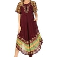 thumbnail image 1 of Sakkas Sara Batik CaftanTank Dress / Cover Up - Chocolate / Green - One Size Regular, 1 of 6