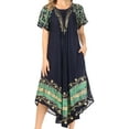 thumbnail image 1 of Sakkas Sara Batik CaftanTank Dress / Cover Up - Navy / Turquoise - One Size Regular, 1 of 6