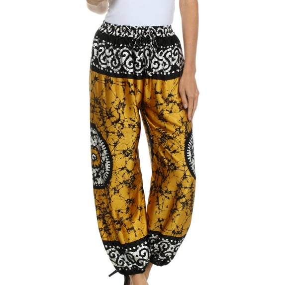 Sakkas Sephora Wide Leg Silky Harem Pants - Goldenrod - OS