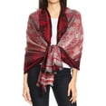 thumbnail image 1 of Sakkas Serina Women's Silky Soft Reversible Floral Woven Pashmina Scarf Shawl Wrap - Burgundy - One Size Regular, 1 of 5