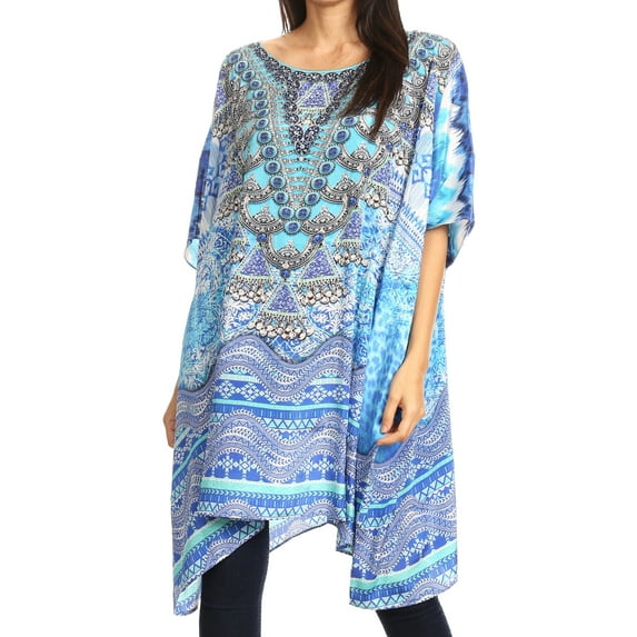 Sakkas Sira Women's Casual Short Sleeve Loose Pullover Mid-Long Oversize Top Tunic - IW238-White - One Size