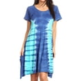 thumbnail image 1 of Sakkas Sirena Women's Short Sleeve Loose Plain Midi Casual Scoop Neck Flared Dress - Blue/mint - One Size, 1 of 5