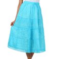 thumbnail image 1 of Sakkas Solid Embroidered Crochet Lace Trim Gypsy Bohemian Mid Length Cotton Skirt - Turquoise - One Size, 1 of 6