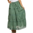 thumbnail image 1 of Sakkas Solid Embroidered Gypsy / Bohemian Full / Maxi / Long Cotton Skirt - Sea Green - One Size, 1 of 4