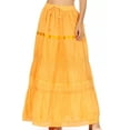 thumbnail image 1 of Sakkas Solid Embroidered Gypsy / Bohemian Full / Maxi / Long Cotton Skirt - Yellow - One Size, 1 of 5
