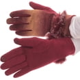 thumbnail image 1 of Sakkas Sophie Ombre Knitted Faux Fur Wrist Band Touch Screen Capable Gloves - Brown / White - S/M, 1 of 4
