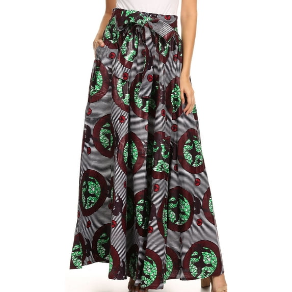 Sakkas Sora Women's Wide Leg Loose African Ankara Print Pants Casual Elastic Waist - 414-Multi - One Size Regular