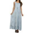 thumbnail image 1 of Sakkas Stella Long Tank Top Adjustable Caftan Corset Dress With Embroidery - SkyBlue - S/M, 1 of 4