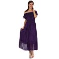 thumbnail image 1 of Sakkas Stonewashed Off Shoulder Crepe Hem Peasant Dress - Purple - One Size, 1 of 4