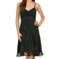thumbnail image 1 of Sakkas Stonewashed Rayon Adjustable Spaghetti Straps Mid Length Dress - Black - S/M, 1 of 6