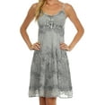 thumbnail image 1 of Sakkas Stonewashed Rayon Adjustable Spaghetti Straps Mid Length Dress - Grey - S/M, 1 of 6