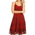 thumbnail image 1 of Sakkas Stonewashed Rayon Adjustable Spaghetti Straps Mid Length Dress - Red - 1X/2X, 1 of 6