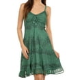 thumbnail image 1 of Sakkas Stonewashed Rayon Adjustable Spaghetti Straps Mid Length Dress - Sage Green - 1X/2X, 1 of 6