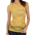 thumbnail image 1 of Sakkas Stretch Floral Lace Cap Sleeve Tunic Length Tee - Made in USA - Yellow - Large, 1 of 4
