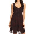 thumbnail image 1 of Sakkas Sudha Stonewash Embroidery Mid Length Adjustable dress - Choclate - S/M, 1 of 5