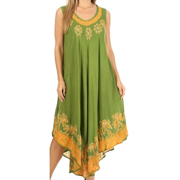 Sakkas Sundari Caftan Tank Dress / Cover Up - Avocado - One Size
