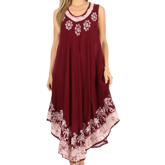 Sakkas Sundari Caftan Tank Dress / Cover Up - Chocolate / White - One Size