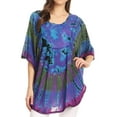 thumbnail image 1 of Sakkas Sunia Tie Dye Caftan Sleeve Blouse | Cover Up - Turquoise - One Size, 1 of 5