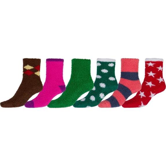 Sakkas Super Soft Anti-Slip Fuzzy Ankle Socks Value Assorted 6-Pack - 16801-pack3 - 9-11