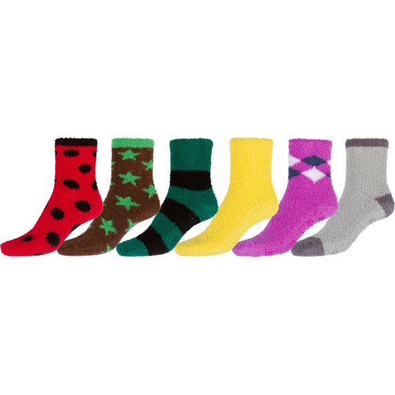 Sakkas Super Soft Anti-Slip Fuzzy Ankle Socks Value Assorted 6-Pack - 16801-pack9 - 9-11