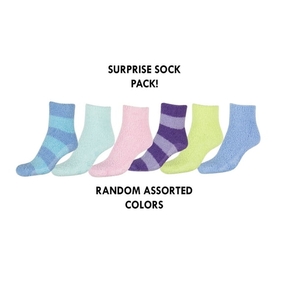 Sakkas Super Soft Anti-Slip Fuzzy Ankle Socks Value Assorted 6-Pack - AsstDesignAndColor - 9-11
