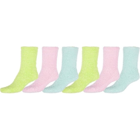 Sakkas Super Soft Anti-Slip Fuzzy Ankle Socks Value Assorted 6-Pack - Soft Solid 6 Asst Colors - 9-11