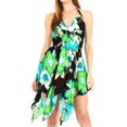 thumbnail image 1 of Sakkas Svana Women's V-neck Spaghetti Strap Floral Print Summer Casual Short Dress - B-Teal - One Size, 1 of 5