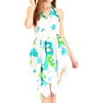 thumbnail image 1 of Sakkas Svana Women's V-neck Spaghetti Strap Floral Print Summer Casual Short Dress - W-Teal - One Size, 1 of 5