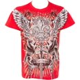 thumbnail image 1 of Sakkas Sword and Griffin Metallic Silver Embossed Cotton Mens Fashion T-shirt - Red / X-Large, 1 of 2