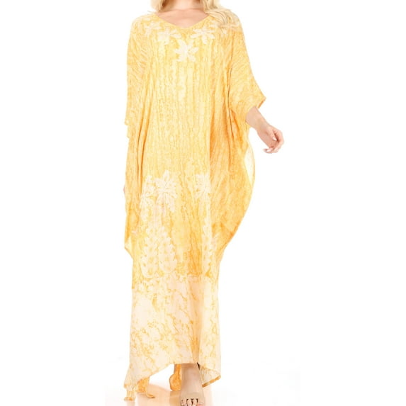 Sakkas Tacy Women's Casual Boho Summer Maxi Dress Caftan Kaftan Cover-up LougeWear - 11-Cooper - One Size Regular