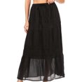 thumbnail image 1 of Sakkas Takara Maxi Broomstick Cascading Peasant Skirt with Elastic Waist - Black - One Size Regular, 1 of 5