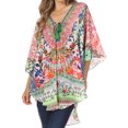thumbnail image 1 of Sakkas Tallulah Wide Circle Blouse V Neck Top With Tassle Ties And Rhinestones - TM208-Multi - OS, 1 of 5